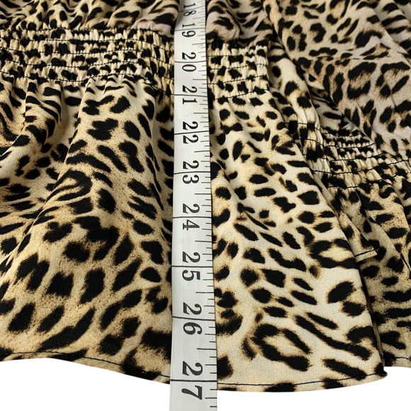 Libby Edelman Top Size Medium Leopard Print Gathered Waist Peplum Mob Wife - Picture 7 of 7